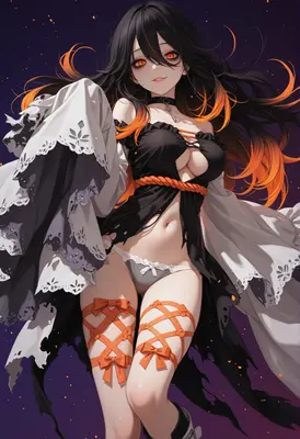 Mysterious Gothic Beauty with Orange Accents