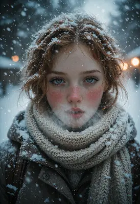 Winter Chill With Snowy Red Hair