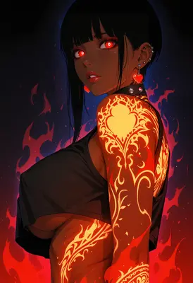 Fiery Soul With Glowing Tribal Tattoos