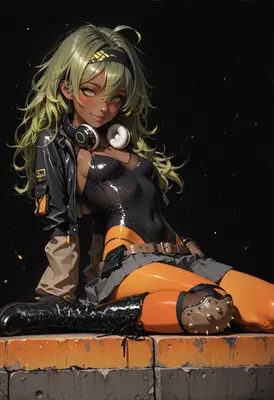 Cyberpunk Girl with Headphones