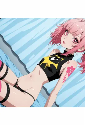 Pink Haired Girl with Floral Tattoo