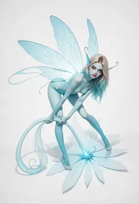 Ethereal Blue Fairy with Glowing Wings