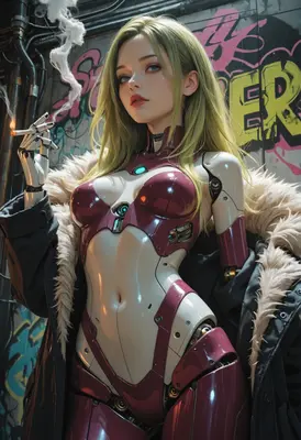Cybernetic Beauty in the Urban Alley