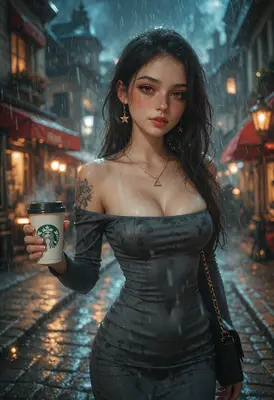 Rainy Evening Coffee in the City
