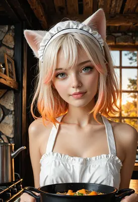 Cat Girl Maid Cooking Breakfast