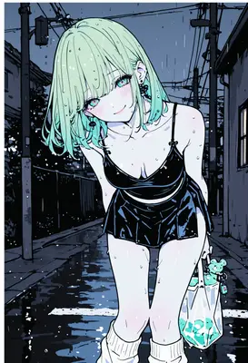 Rainy Night Encounter in the Alley