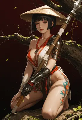 Warrior Monk with Floral Tattoos