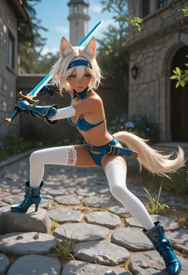 Fox Girl Warrior in Combat Stance