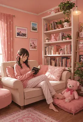 Cozy Pink Room Reading Time