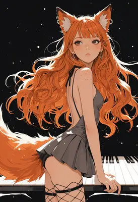 Fox Girl Playing The Piano