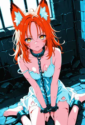 Captured Fox Girl in Dungeon Chains