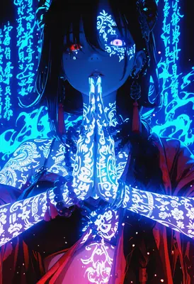Neon Priestess of Glowing Runes