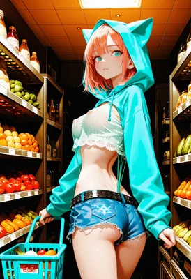 Grocery Shopping in Cat Hoodie