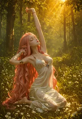 Ethereal Elf Awakening in Golden Sunlight