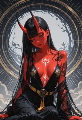 Red Oni Maiden in Lunar Glow