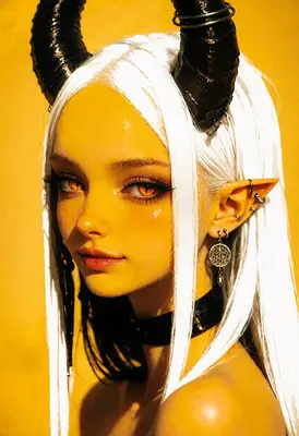 Golden Demon Girl Portrait