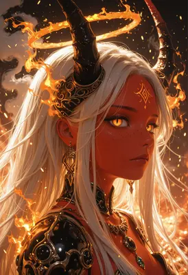 Fiery Demon Queen with Horns