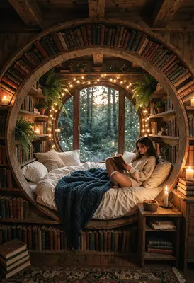 Cozy Reading Nook in Library