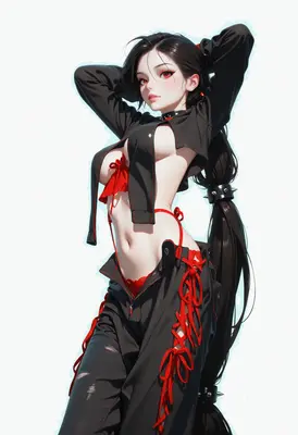 Edgy Gothic Girl with Red Accents