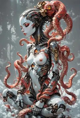 Cyborg Siren with Tentacle Crown