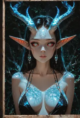 Ethereal Forest Spirit with Glowing Antlers