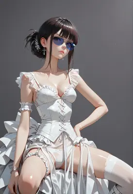 Stylish Brunette in White Lace Corset