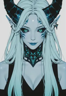 Ethereal Blue Demon Portrait