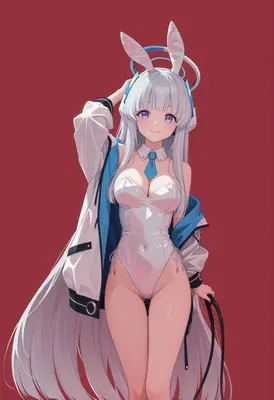 Cyber Bunny Girl with White Hair