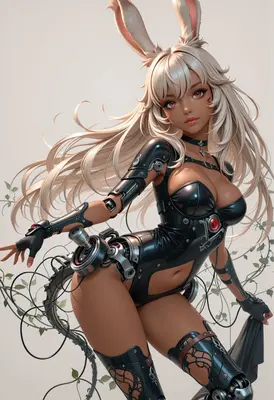 Cybernetic Bunny Girl Cyborg Portrait