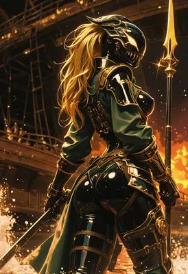 Golden Armored Valkyrie in Battle