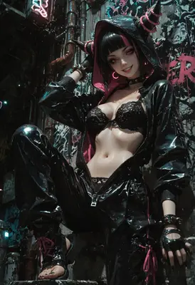 Neon Cyberpunk Demon in Latex