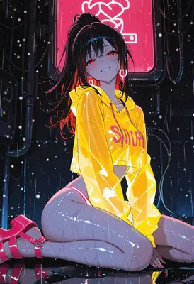 Rainy Night With Neon Glow