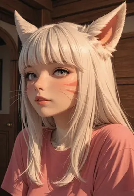 Serene Portrait of a White Fox Girl
