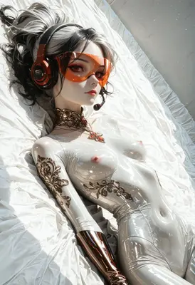 Futuristic Cybernetic Cyborg Resting