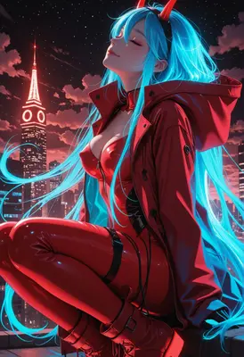 Neon Horns Above the City Skyline