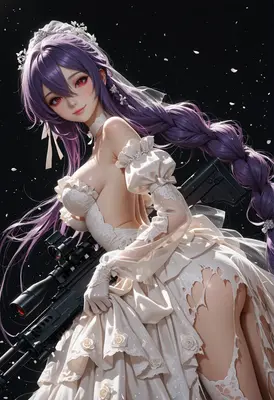 Armed Bride with Long Purple Braid