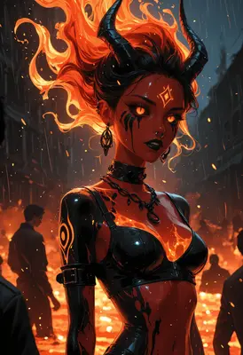 Fiery Demon Queen in Dark City