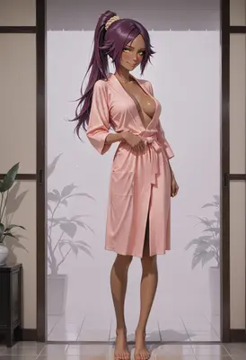 Elegant Beauty in a Pink Robe