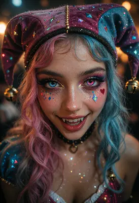 Mystical Jester With Piercing Heterochromatic Eyes
