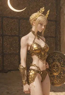 Golden Warrior Princess Under Moonlight