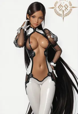 Sleek Cybernetic Beauty in Monochromatic Attire