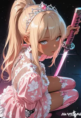 Princess Warrior with Glowing Pink Blade