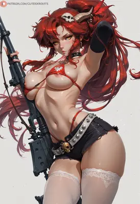 Red Haired Warrior with Heavy Weapon