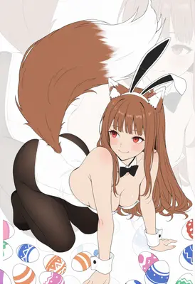 Playful Fox Girl Easter Bunny