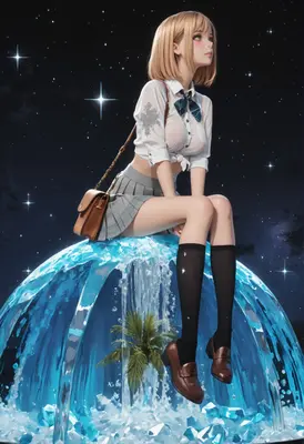 Schoolgirl Resting Upon a Celestial Sphere