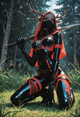 Deer Antlered Warrior in Latex