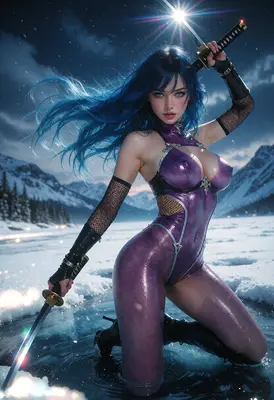 Blue Haired Warrior in Frozen Wasteland
