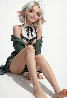 Charming Elf Girl in Military Jacket