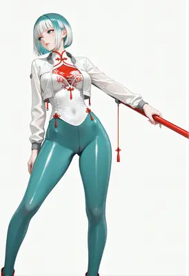 Modern Warrior in Cyan Leggings