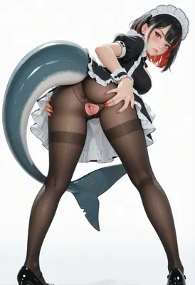 Shark Maid Playful Pose